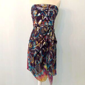 Nicole Miller Strapless Shimmer Cocktail Dress Size 6